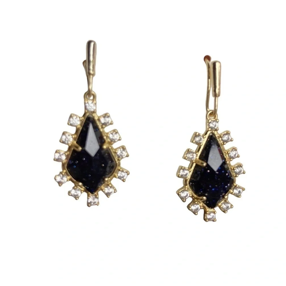Alicia Bonnie Thetis Gold Tone Black Dangle Dropp Earrings